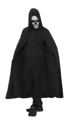 Unisex Black Hooded Pagan Ghoul Cape Halloween Horror Fancy Dress [Free Face Paints Included]