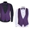 Adult Unisex Royal Purple Backless Waistcoats & Elasticated Dicky Bow Caberet Costume Accessory