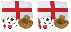 England Euros Supporters 6 Piece Kit Hat 3x2 Flag England Face Paints Inflatable & Tie