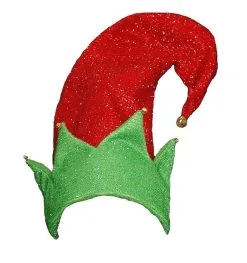 Adults Red & Green Festive Giant Oversized Elf Christmas Fancy Dress Hat With Bells