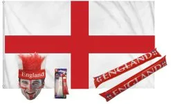 England St George Cross Supporters 4 Piece Flag & Face Paint Kit
