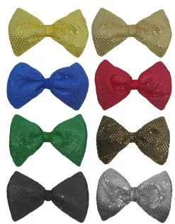 Giant Oversized Sequin Bowtie Dickie Bow 11"x 8" Clown Fancy Dress Accessory [8 Colours]