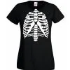 Ladies Black Skeleton Rib Cage T-Shirt Womans Halloween Anatomy Top