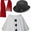Kids White Snowgirl Snowman Snow Children Childrens Christmas Xmas Outfit Costume Red Scarf
