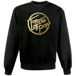 Unisex Black 1970s 80s 90s Top Of The Pops Gold Vinyl Music Sweatshirt