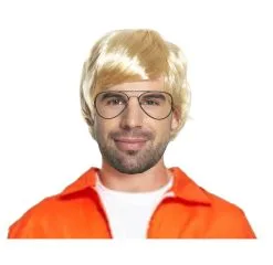 Adults Jeffrey Dahmer Serial Killer Wig & Glasses Halloween Fancy Dress Accessory