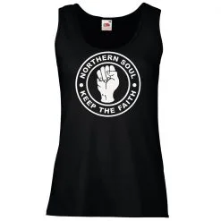 Ladies Black Northern Soul Keep The Faith 1960's Raised Fist Music Genre Vest