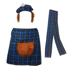 The Dragons Den Blue Hunting Scottish Tartan Kilt Fancy Dress Costume Set -Halloween Shop api08zzn8 99918.1515585473