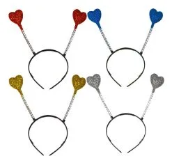Adults Childs Coloured Glitter Heart Head Boppers Fancy Dress Accessory