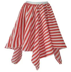Adults Candy Cane Christmas Elf Handkerchief Skirt Xmas Red & White Stripe
