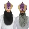 Sultan Jafar Indian Gold & Purple Turban & Beard Aladdin Fancy Dress Set