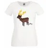Ladies White Block 8Bit Reindeer Poop Christmas T-Shirt Secret Santa Gift