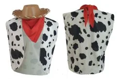 Childs Woody Cow Print Waistcoat Bandana/Neckerchief Foam Cowboy Hat Fancy Dress