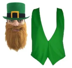 St Patricks Day Irish Ireland Leprachaun Top Hat Beard & Waistcoat Fancy Dress Costume Accessories -Halloween Shop api3vhhxo 16342.1643809682