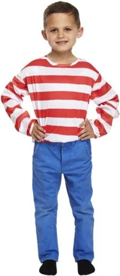 Childrens Red & White Wally Style Striped Fancy Dress Jumper -Halloween Shop api5cvcul 69940.1507723951