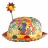 Adults Multi-coloured Bright Floral Flower Fancy Dress Clown Bowler Hat
