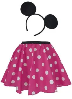 Childs 15" Mini Polka Dot Cartoon Mrs Mouse Skater Skirt & Ears Set Fancy Dress -Halloween Shop api6qviur 14629.1616175867