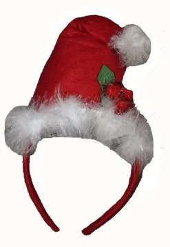 Womans Female Red Christmas Hat Xmas Santa Fascinator Plush Fancy Dress[Red Christmas Alice Band]