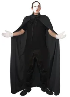 Adults Unisex Phantom Of The Opera Costume - Plastic Mask / Cape / Gloves