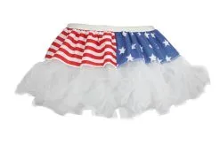 Ladies 12" USA American Flag Stars & Stripes Cyber Tutu Skirt Fancy Dress