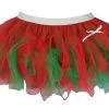 Ladies Flo Red & Emerald Green Christmas Cyber Tutu Skirt Elf Fancy Dress