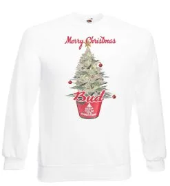 Unisex White Merry Christmas Bud Xmas Weed Keep Calm 420 Sweatshirt
