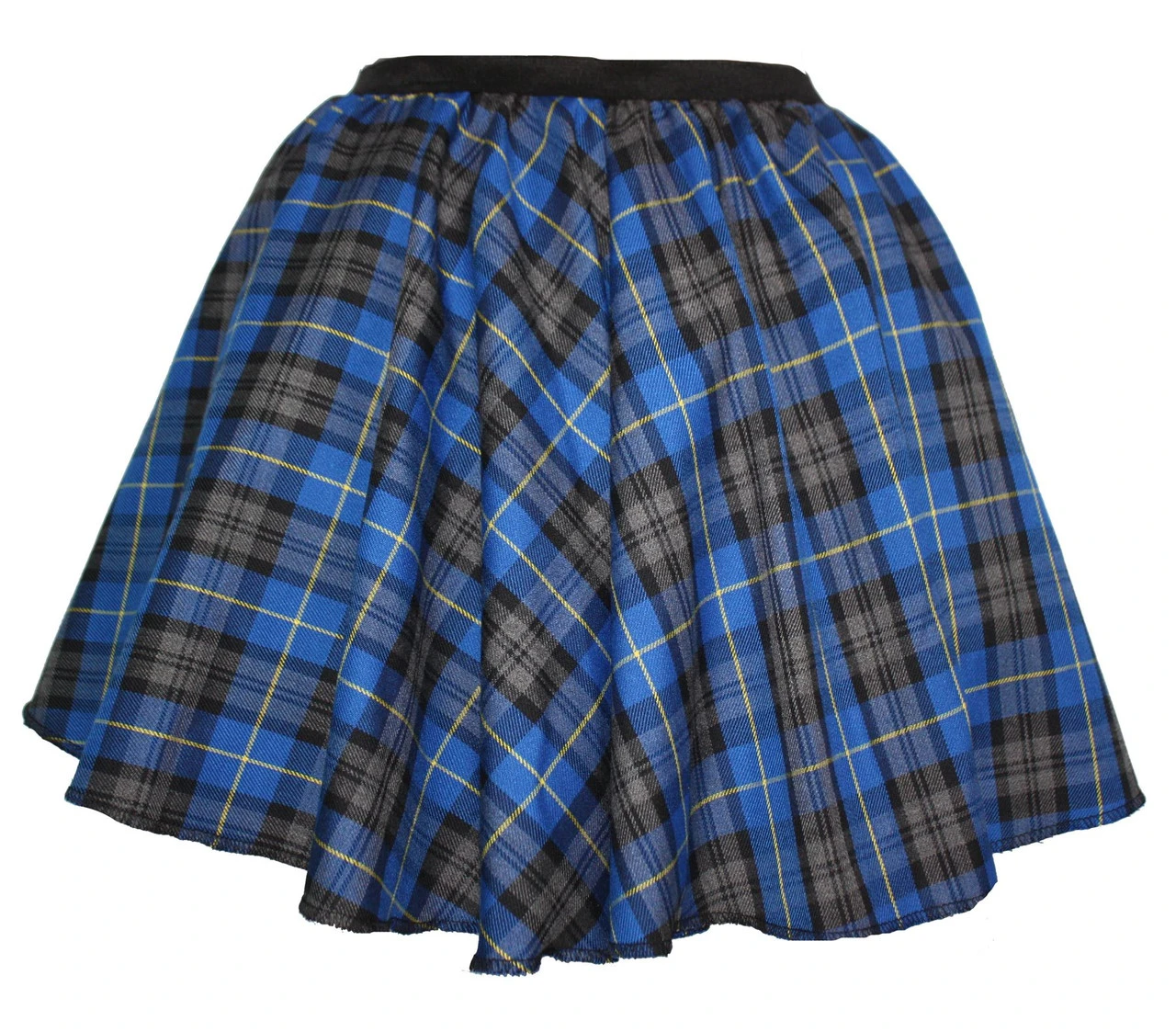 Ladies Blue Hunting Tartan Full Circle Skater Skirt With Elasticated Waistband 1 Ladies Blue Hunting Tartan Full Circle Skater Skirt With Elasticated Waistband