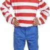 Childrens Red & White Wally Style Striped Fancy Dress Jumper