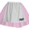 Ladies Little Miss Muffet Pink Gingham Fancy Dress Skater Skirt - Printed Spider Apron