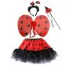 Ladies 12" Ladybird Insect Wings Headband & Tutu Skirt Animal Fancy Dress Set