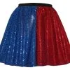 Childs Harley Quinn Harlequin Super Villain 15" Sequin Skater Skirt Fancy Dress