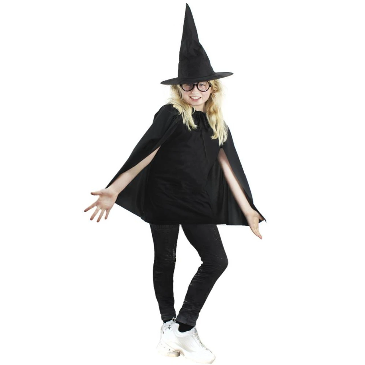 Childs 8-12 Yrs Witch Wizard Warlock Hat Cape & Glasses Fancy Dress Costume 1 Childs 8-12 Yrs Witch Wizard Warlock Hat Cape & Glasses Fancy Dress Costume