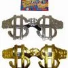 Adult Large Silver Dollar Sign Glasses Fancy Dress Pimp Bling Accessory
