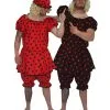 Adults Red Or Black Panto Dame Ugly Sisters Complete Fancy Dress Costume