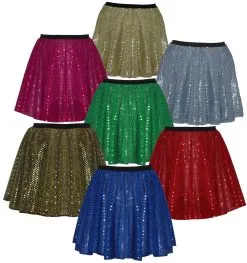 Childs 15" Coloured Sequin Disco Fancy Dress Dance Diva Skater Skirt