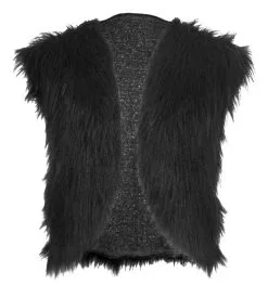 Childs 4-7 Yrs Black Bear Animal Faux Fur Waistcoat Mountain Man Fancy Dress