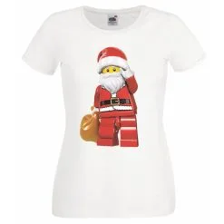 Ladies White Block 8Bit Santa Christmas T-Shirt X-Mas Funny Gift Idea