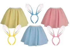 Childs Pastel Bunny Girl Skater Skirt Sets Cute Easter Rabbit Fancy Dress Costume