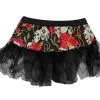 Ladies Day Of The Dead Skull & Roses 12" Cyber Tutu Halloween Fancy Dress