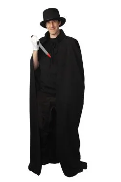 Mens Jack The Ripper Halloween Cloak & Accessories Fancy Dress - Top Hat / Cape / Gloves