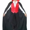 Adults 48" Vampire Collar Cloak & Waistcoat Halloween Dracula Fancy Dress
