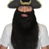 Adults Captain Blackbeard Hat & Beard Pirate Fancy Dress Accessory 2pc Set