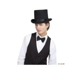 Deluxe Gentlemans Satin Cylinder Top Hat Fancy Dress Accessory