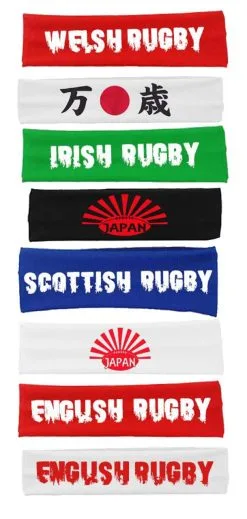 Rugby Headband Blue White Red Black England Scotland Ireland Wales Japan Nations
