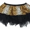 Ladies 12" Leopard Print Black Cyber Tutu Skirt Wild Party Animal Fancy Dress