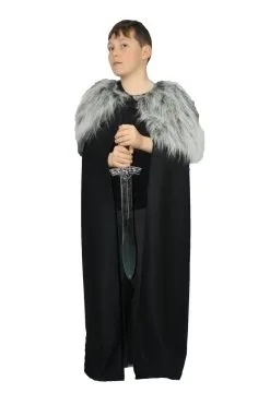 Childs Dire Wolf Warrior Medieval Cape GoT Fancy Dress Kids Age 8-12