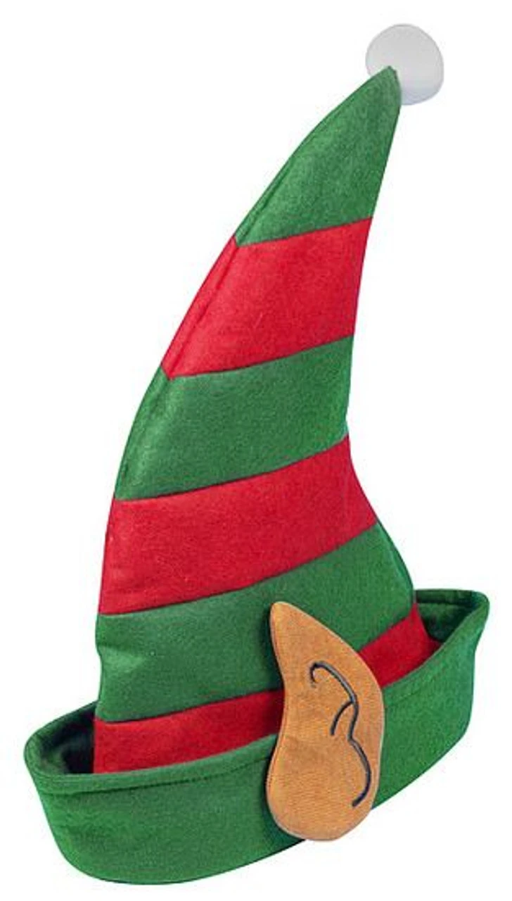 Adults Red & Green Christmas Elf Hat With Ears Xmas Party Fancy Dress Accessory 1 Adults Red & Green Christmas Elf Hat With Ears Xmas Party Fancy Dress Accessory