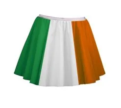 Ladies 15" Ireland Flag Skater Skirt St Patricks Day Irish Supporters Fancy Dress [8-12]
