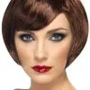 Smiffys Short Brown Babe Fancy Dress Wig Bob With Fringe