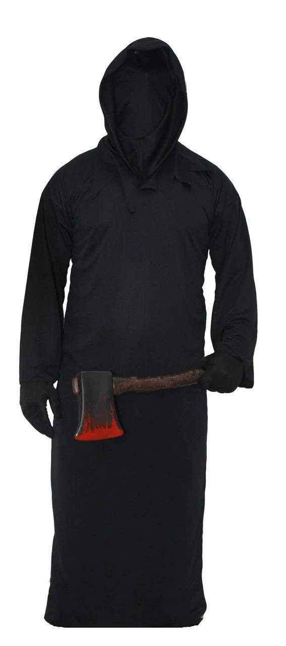 Adults Black Hooded Ghoul Faceless Reaper Halloween Fancy Dress Outfit 1 Adults Black Hooded Ghoul Faceless Reaper Halloween Fancy Dress Outfit